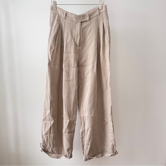 Free People Pants - Free People wife leg linen Cream Tan Pants Size 0